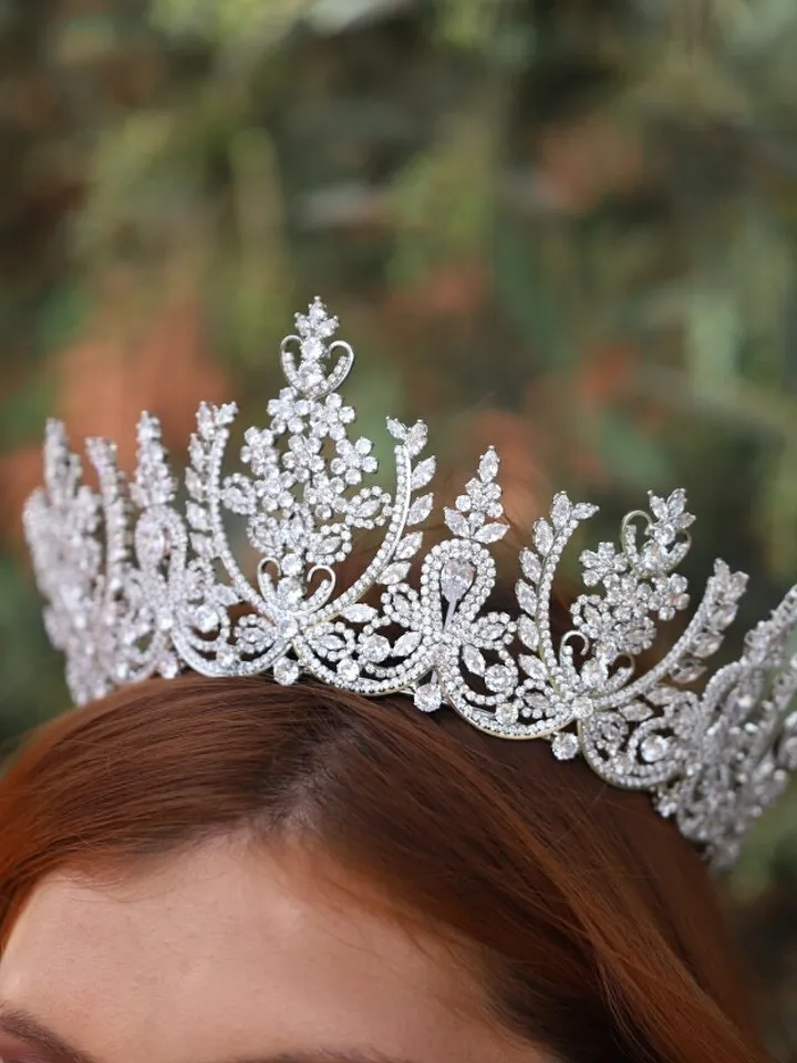 Art Deco Majestic Large Swarovski Crystal Bridal Crown Royal Wedding Tiara Diamond Princess Tiara Wedding Hair Accessories Jewelry Jewellery