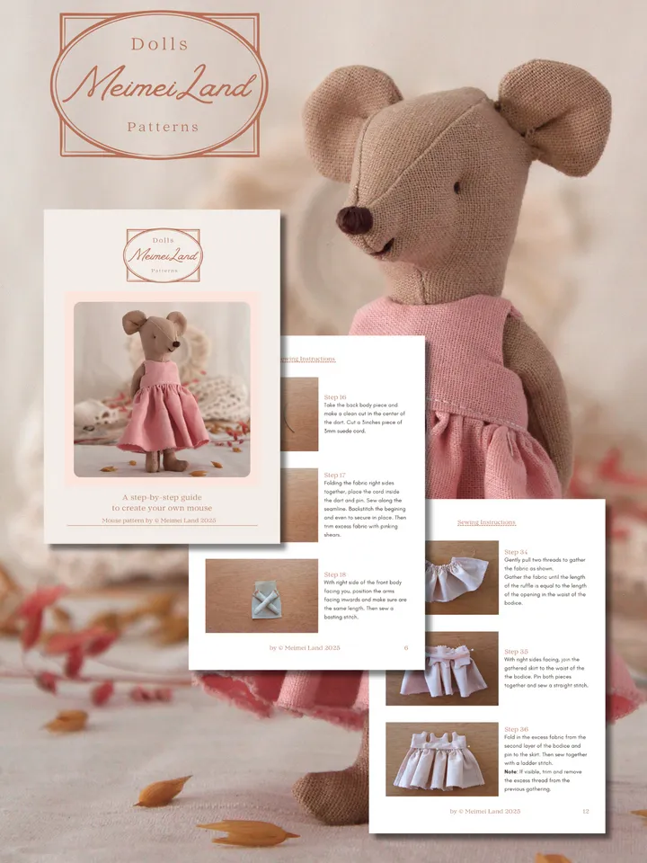 Mouse Mom Doll - Digital PDF pattern and Sewing Instructions