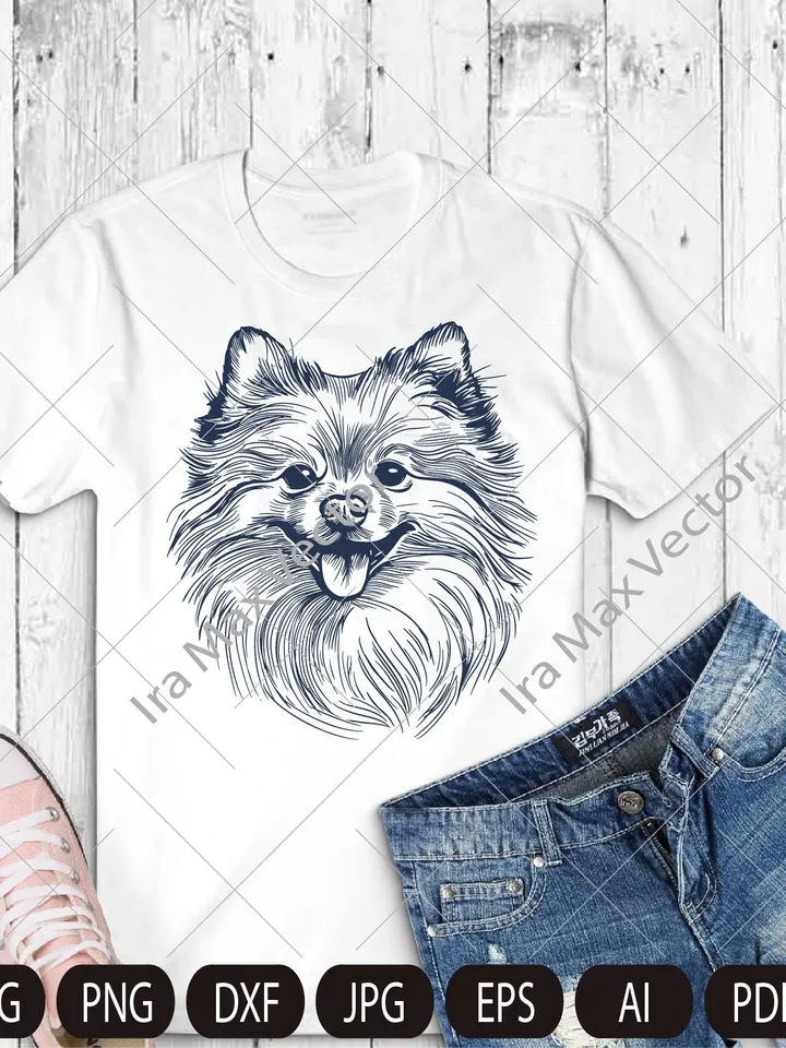 Pomeranian spitz dog svg,Spitz clip art, Smiling dog vector graphic art, Pomeranian spitz detailed, Spitz standing,White Spitz