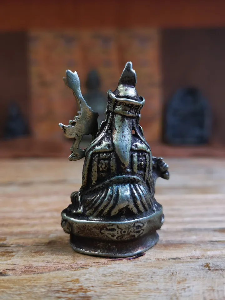 Lotus Born-Guru Rinpoche,Gandhanra 13 Types Retro Handcarved Mini Brass Tibet Tantric Buddha Statue,Top Collection Figurine Amulet