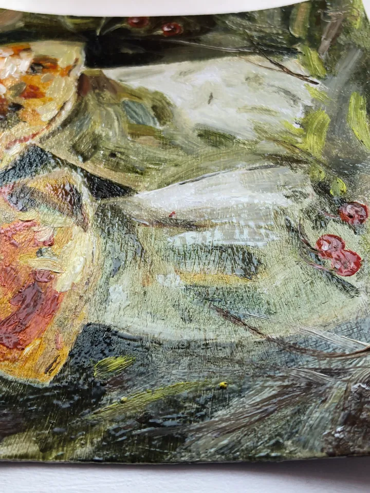 Mushrooms modern original oil painting wall art painting 6 x 6 inches