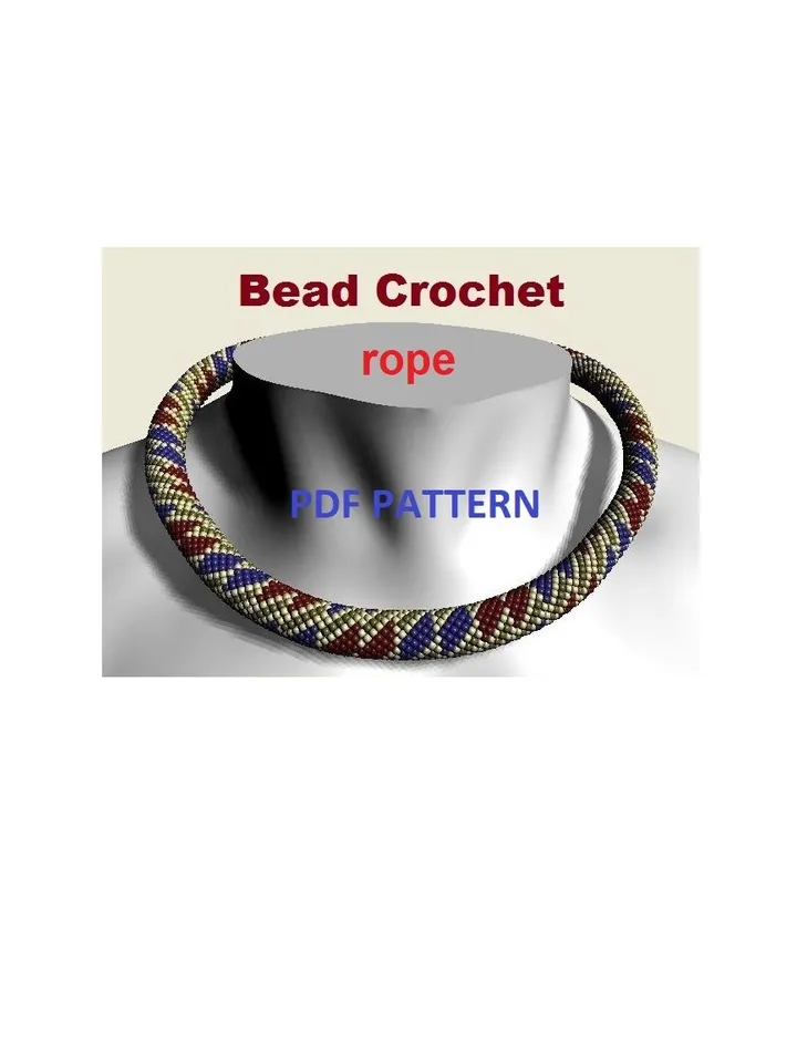 Bead crochet rope patterns for beading «Peekaboo» necklace and bracelet. Instant Download, PDF pattern