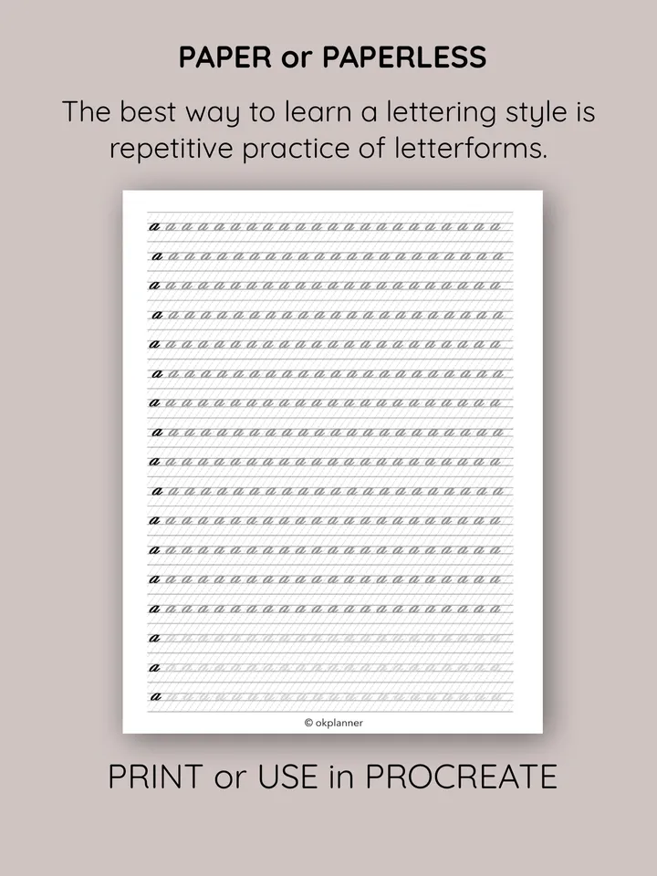 Printable Calligraphy Handwriting Worksheets: Fun Tracing for Kids' Writing Skills. Lowercase letter. Printable writing templates. Cursive handwriting exercises. Handwriting practice for children.