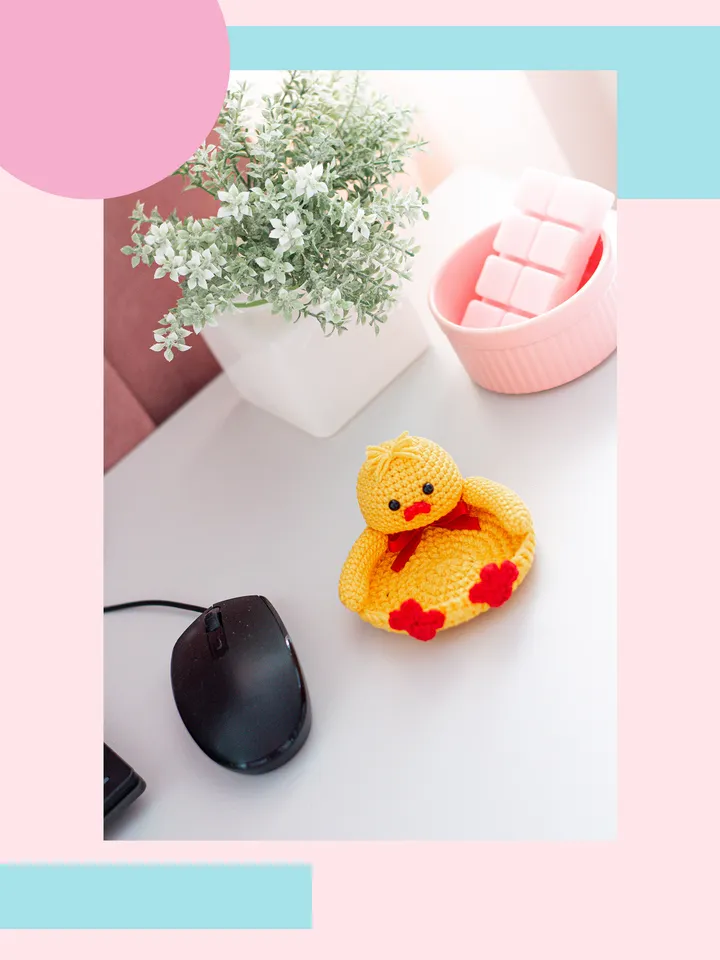 Crochet pattern amigurumi chick coaster toy pattern PDF file in ENG for beginners