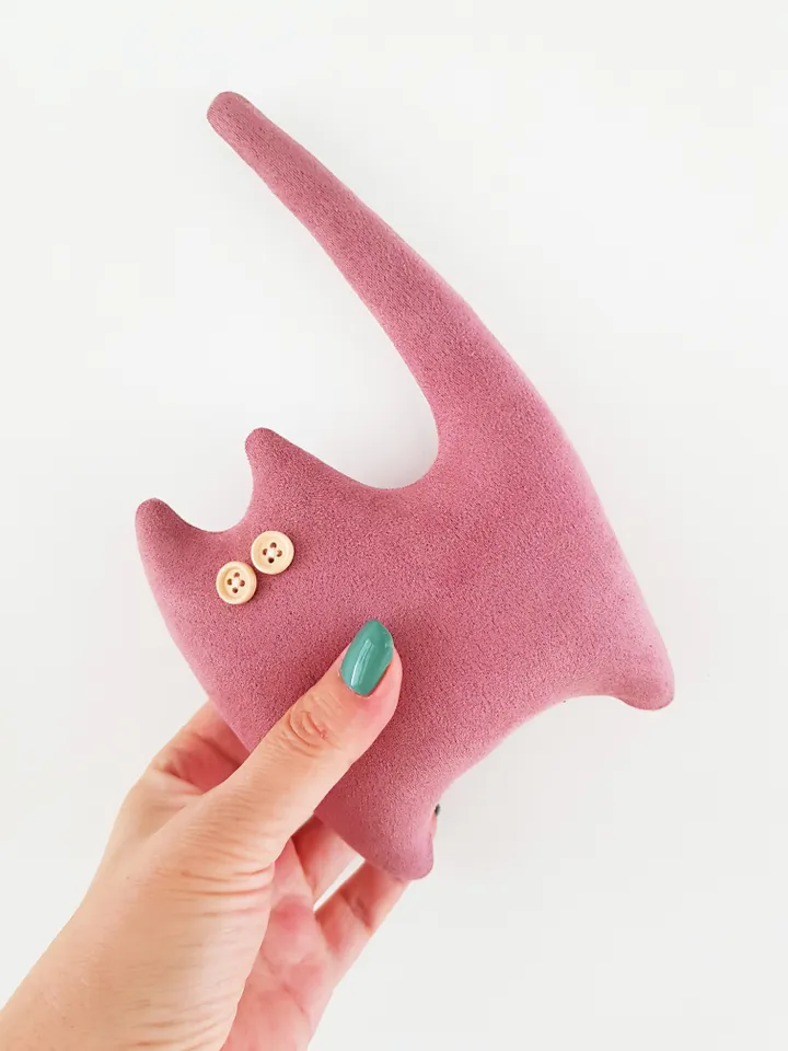 Pink Cat sewing pattern PDF, rag doll tutorial in English, stuffed animal sewing diy