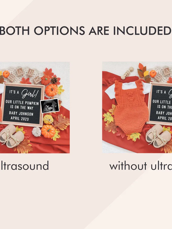 Girl Pregnancy Announcement Digital for Social Media, Fall Baby Announcement, Autumn Baby Announcement Editable Digital Template