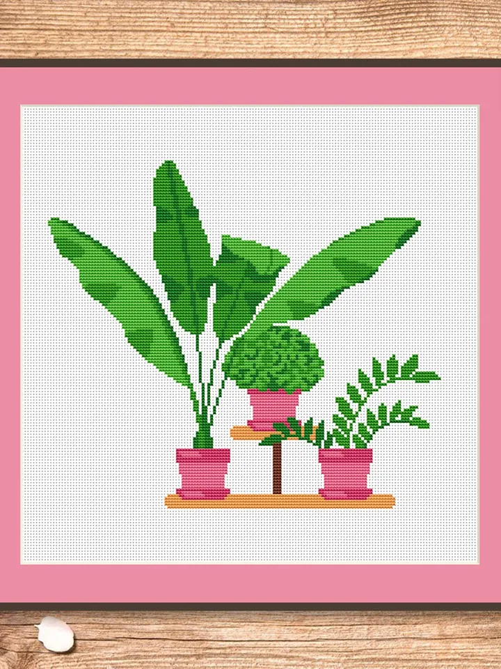 Potted Flowers Cross Stitch Pattern, Flower Cross Stitch Pattern, Embroidery Potted Flowers, Flowers xStitch, Potted Flowers xStitch #flw022