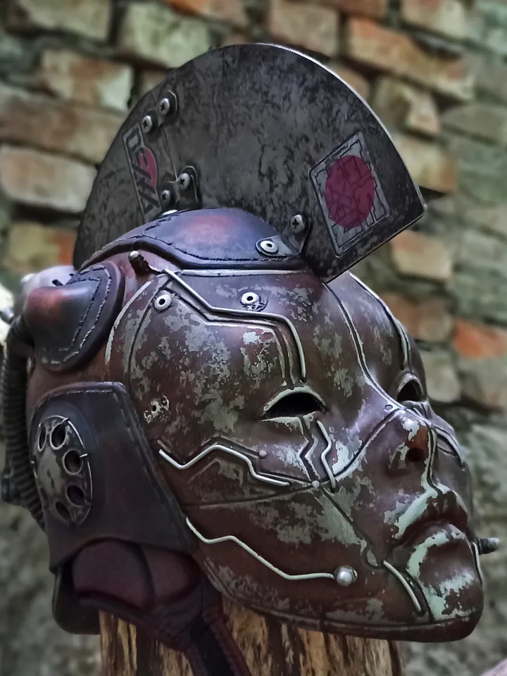 Japanese Samurai Horror Mask / Helmet in Post-Apocalyptic & Cyberpunk style