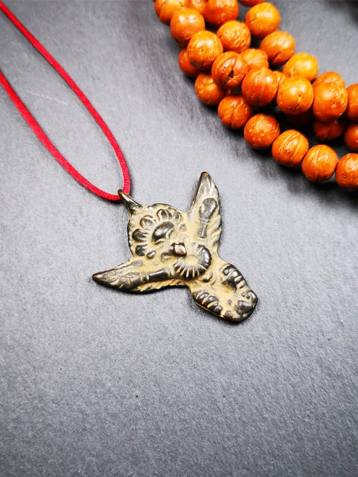Gandhanra Antique Tibetan Buddhist Amulet Pendant,Garuda,Garula,Suparna,Golden-winged Bird,Made of Cold Iron,1.54&quot;