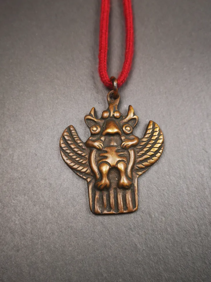Gandhanra Antique Tibetan Buddhist Amulet,Garuda,Garula,Suparna,Golden-winged Bird Pendant,Made of Copper