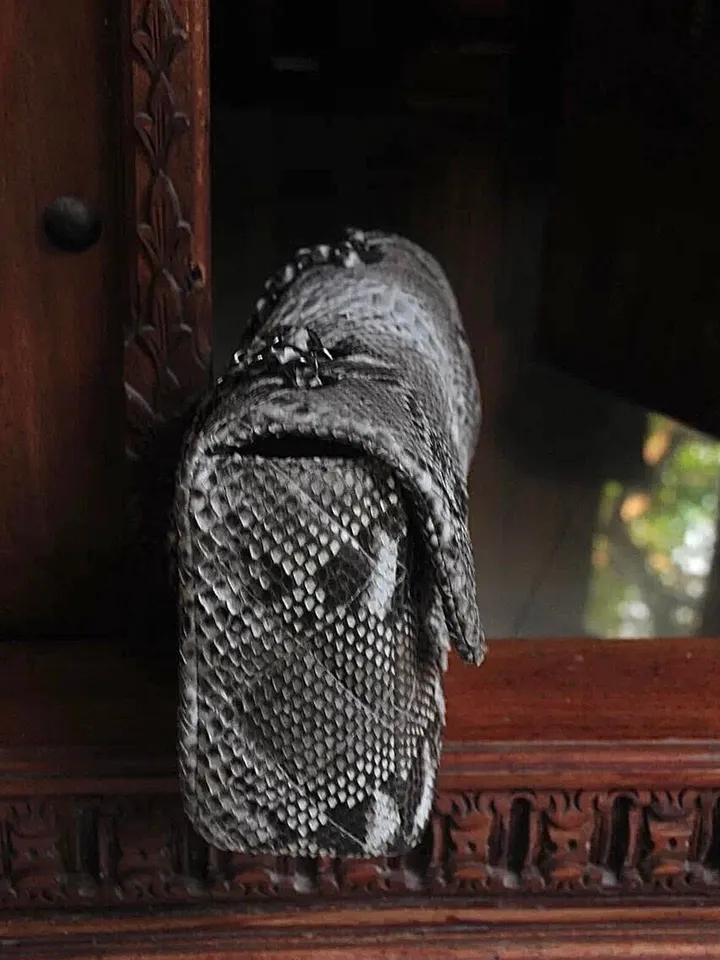 Genuine python skin classy stitched big gray crossbody | designer women leather handbag | snakeprint bag | crossbody purse | gift for her