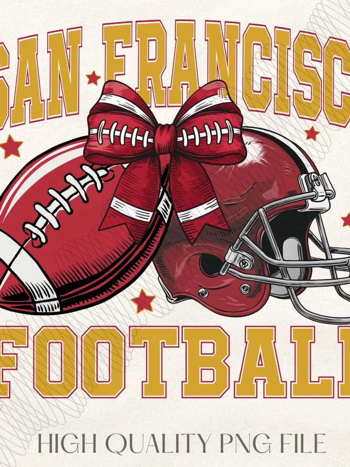 San Francisco Football png, Coquette Football PNG, Football PNG, Football Team PNG, Football Sweatshirt, Football Digital Red Team Football