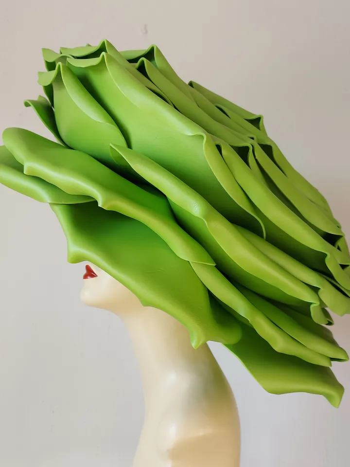 Extra large rose hat Derby headdress pistachio color Women Fashion Headwaer Hat for Wedding and Tea Patry 55 cm