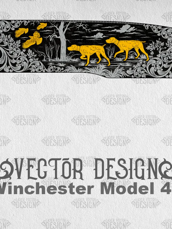 VECTOR DESIGN Winchester Model 42 Dog and birds