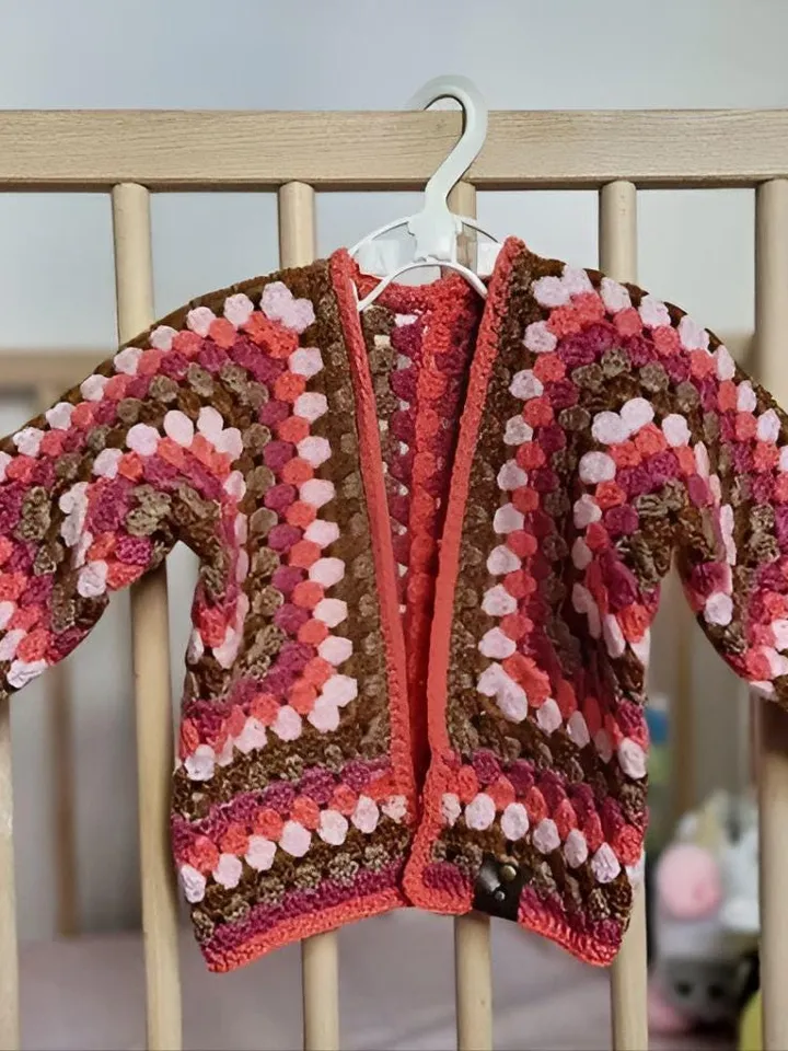 Cardigan baby crochet pattern, cardigan babies crochet, child cardigan , cardigan cranny square HEXAGON cardigan size newborn- 2/3 years