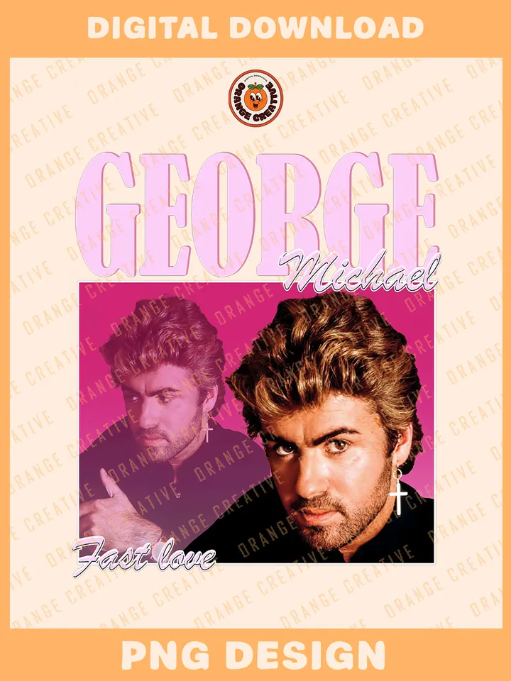 George Michael Singer Bootleg T-shirt PNG, 90s Bootleg Template, Graphic George Michael PNG Files, Custom Bootleg Music Tee, Digital Download