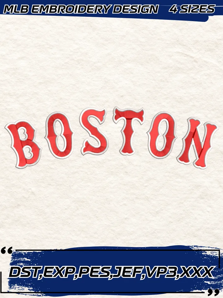 Boston Red Sox Jersey Logo Embroidery Design,MLB Embroidery Design,Machine Embroidery Design File,4 Sizes, Digital Download