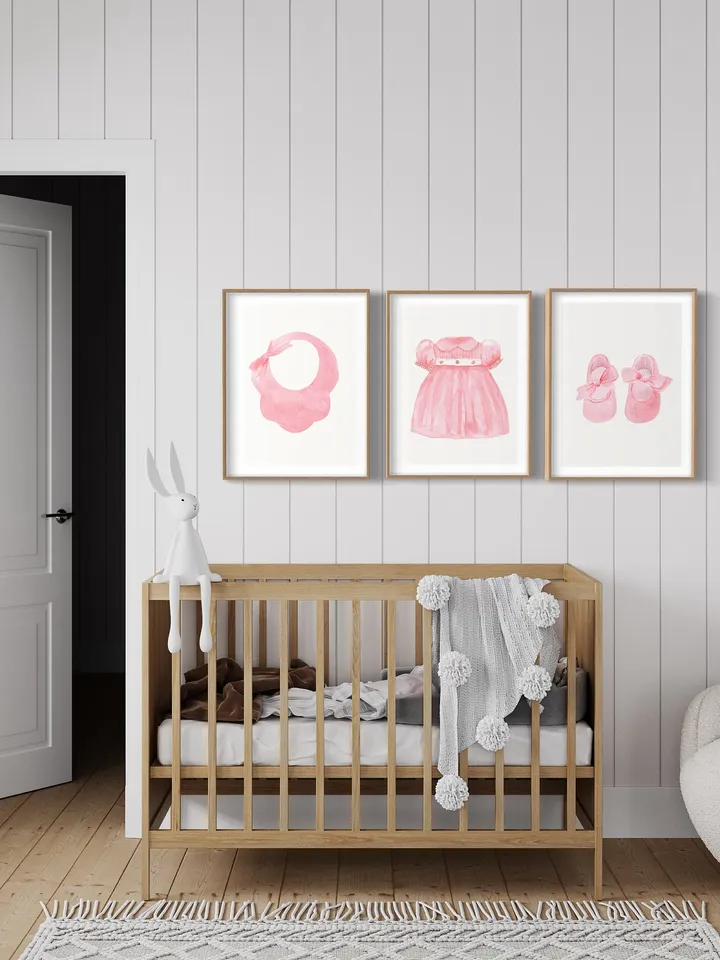 Pink Nursery Art, Set Of 3 Prints,Watercolor Painting, Baby Girl Prints, New Baby Nursery, Set Of Nursery Print, Baby Room Decor Girl, Pink