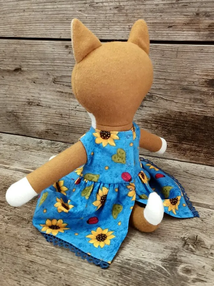 Red dog girl, handmade stuffed toy, wool plush puppy doll, soft toy