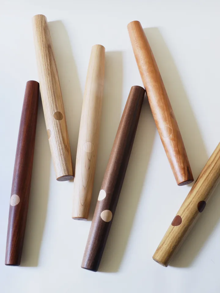 French Style Rolling Pin with Decorative Polka Dot Inlays