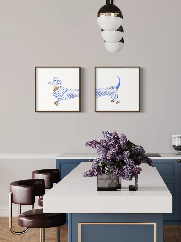Dachshund  Set Of 2 Art Watercolor Painting Dachshund Gift Dog Wall Art Dog Mom Gift Sausage Dog Art Funny Dachshund Art Gift For Him Print