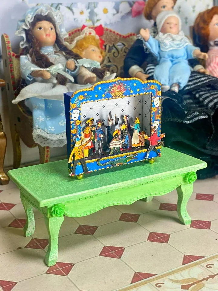 Puppet theater. 1:12. Theater for a dollhouse. Handmade.