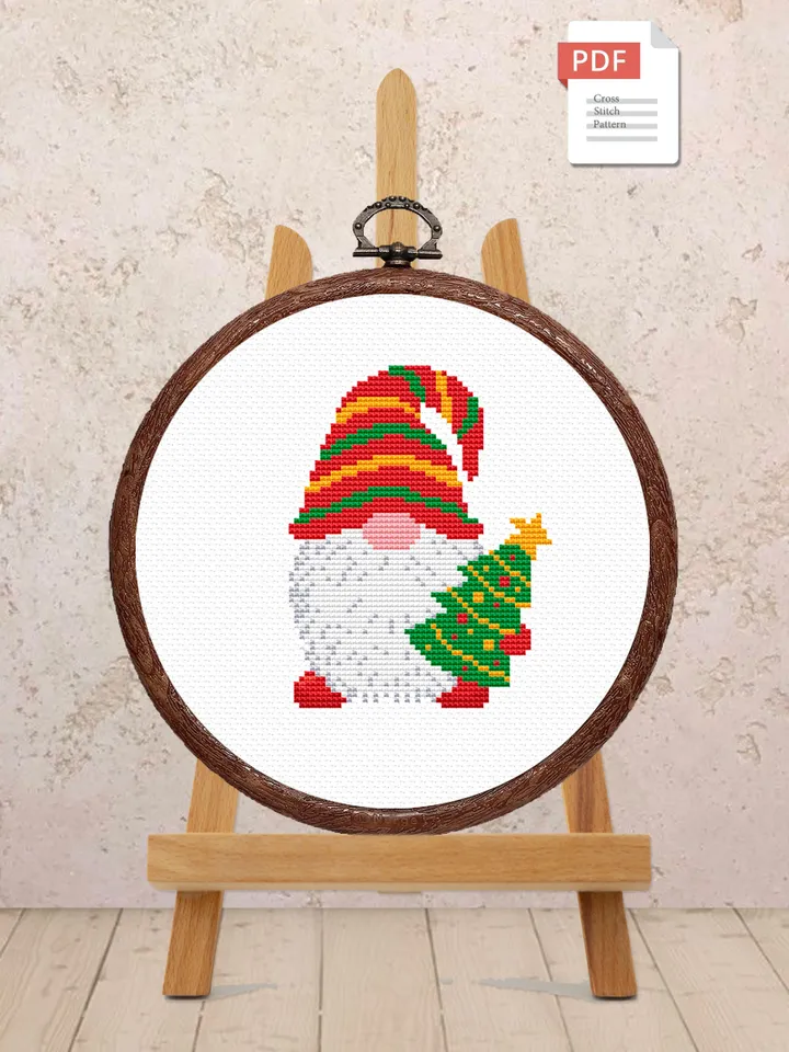 Christmas Gnome Cross Stitch Pattern, Merry Christmas Cross Stitch Pattern, Christmas Decoration, Christmas Pattern #hld023