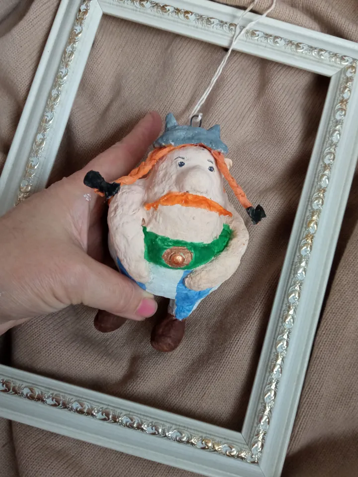 Handcrafted Obelix Cotton Toy Pendant – A Unique Holiday Decoration! Christmas toy Home decor indoor. Spun cotton doll