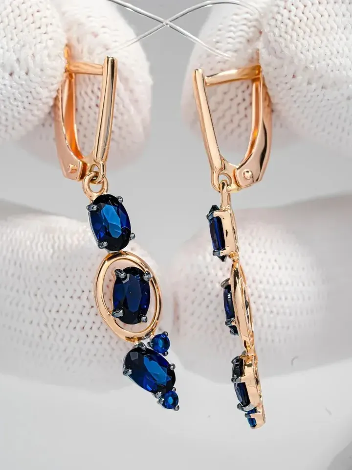 Earrings Jewelry silver gilded 925 samples with corundum sapphire