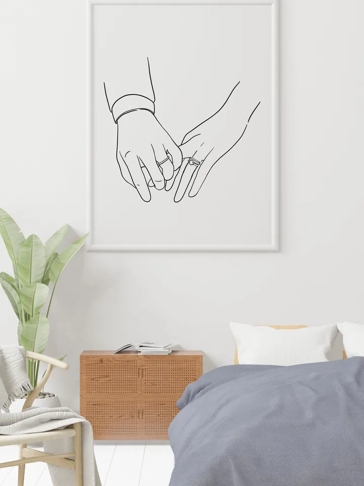 Holding Hands Wall Art, Hands Line Art, Line Drawing, Engaged Couple Hands, Couple Hands Printable, Valentines Day, Holding Hands