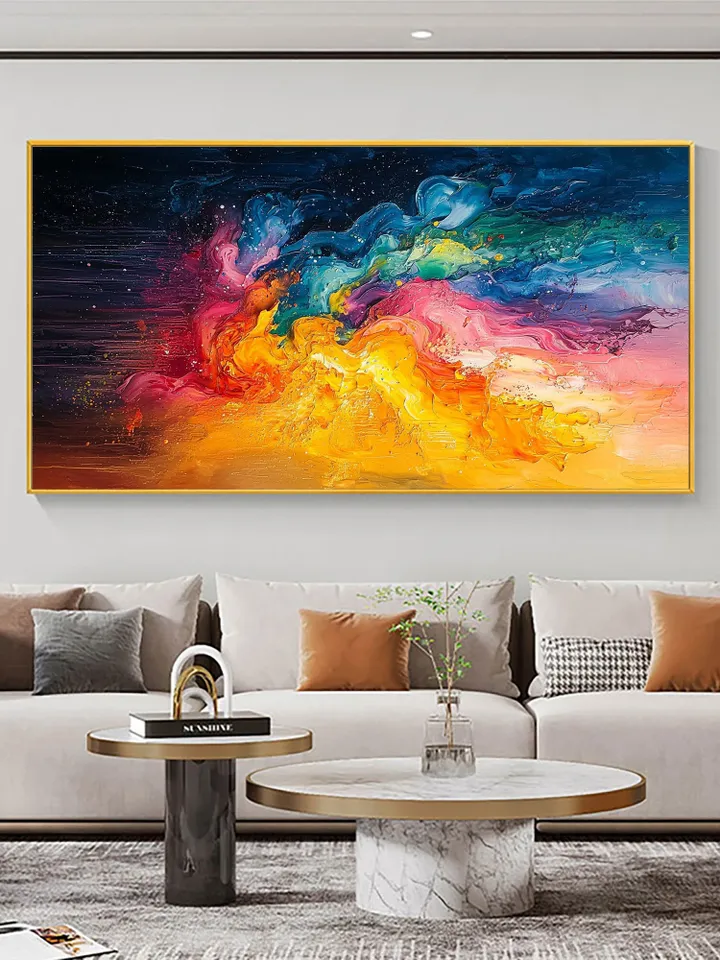 Original Colorful Universe Oil Painting On Canvas, Large Wall Art, Abstract Colorfully Painting, Custom Painting, Living room Wall Decor