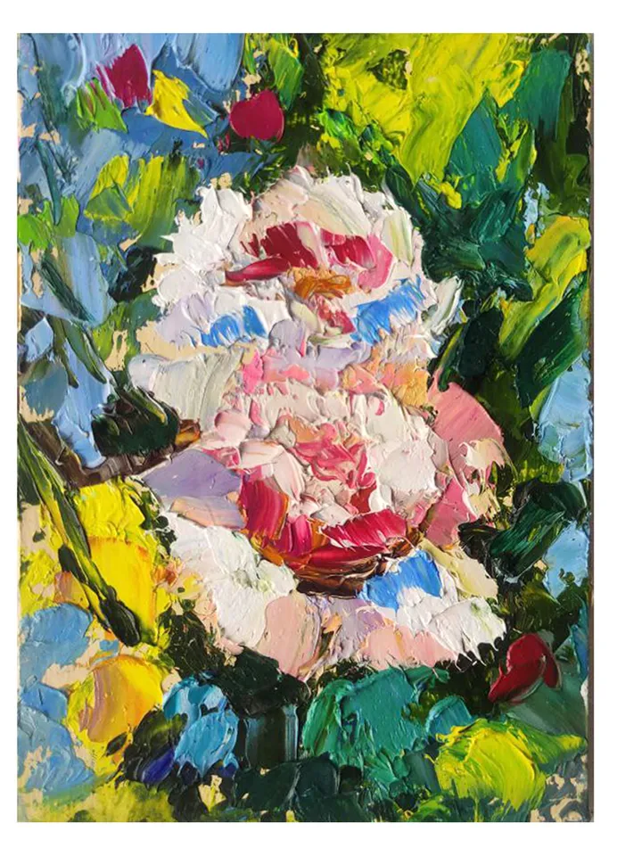 Rose Floral Art Original Rose Art Oil Artwork Bouquet Peony Wall Art
