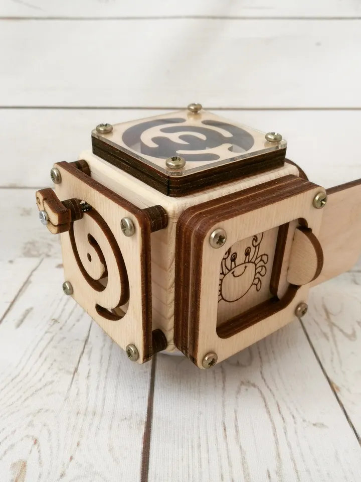 Busy cube - wooden baby fidget toy, montessori travel activity