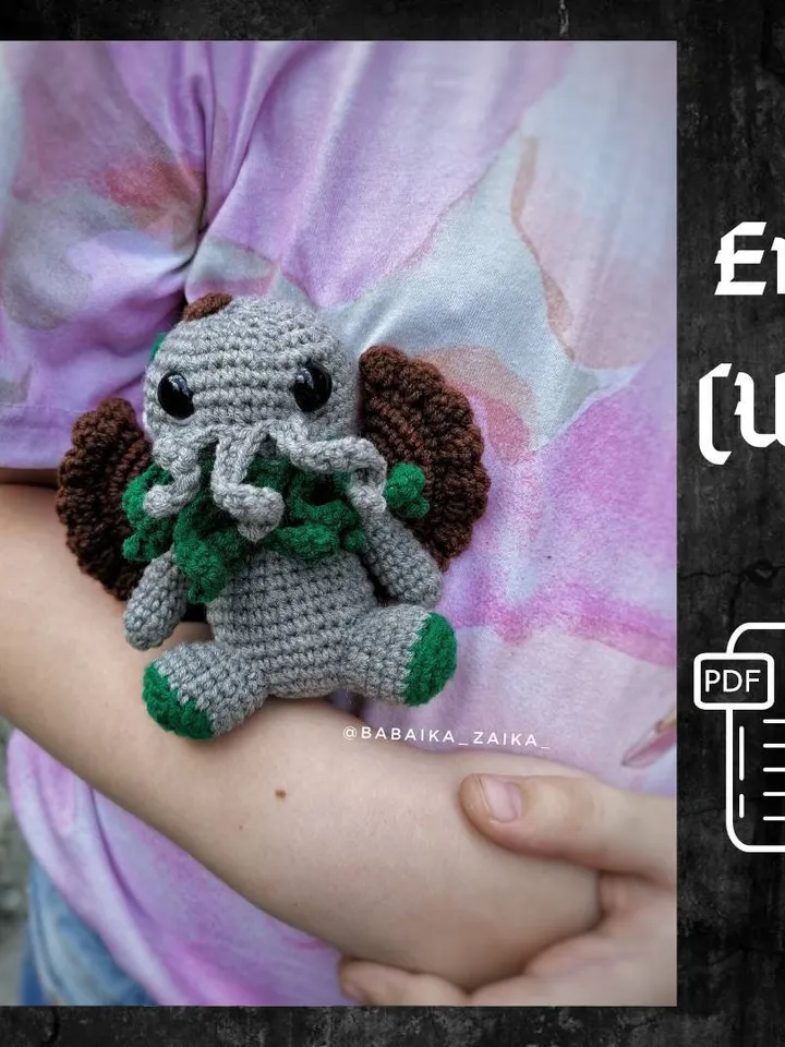 PDF Cthulhu Amigurumi Pattern, Digital Download, Baby Cthulhu, Crochet pattern Cthulhu, Cute Cthulhu, Cthulhu Calling Pattern, Mini Cthulhu