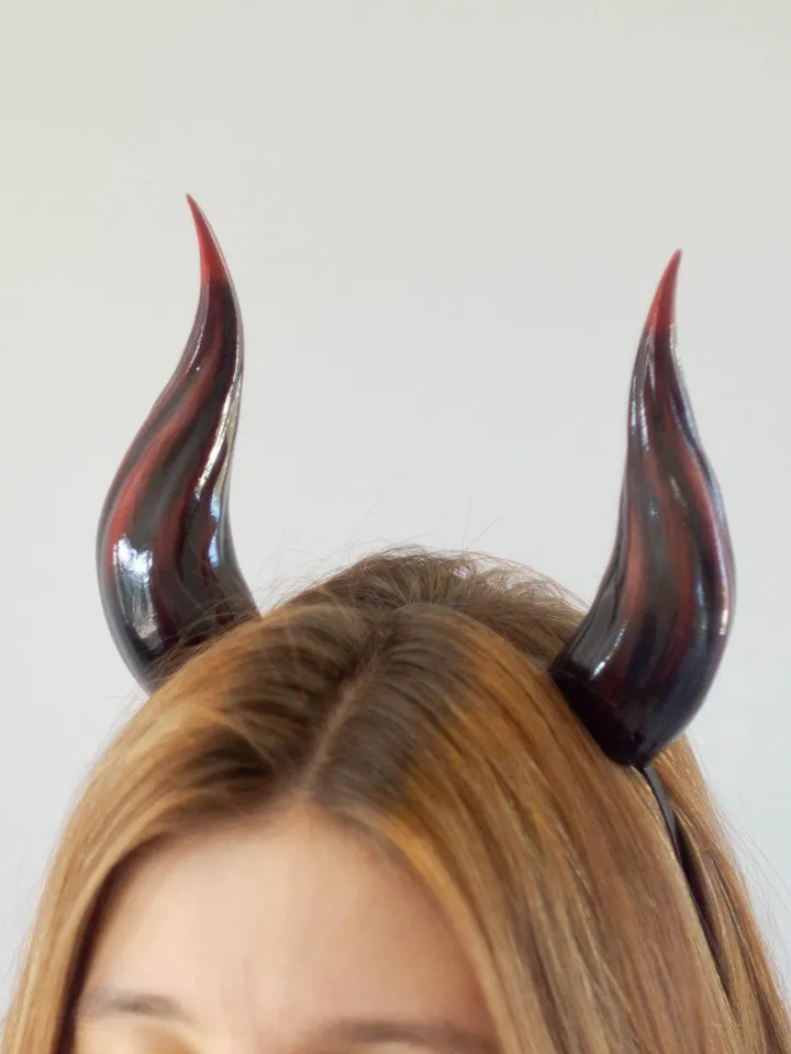 Small Devil Horns, Lightweight 3d Printed Headset Accessories, Realistic Fantasy Cosplay Red Demon Horns Headband for Halloween, Photoshoot