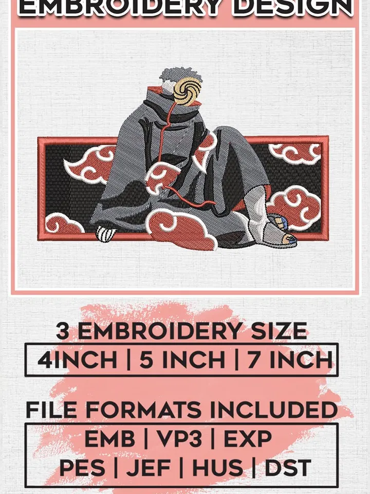 Naruto Obito Uchiha Embroidery Files, Naruto Character Emb Files, Akatsuki Cartoon Machine Embroidery Designs EMB_ANIME_253