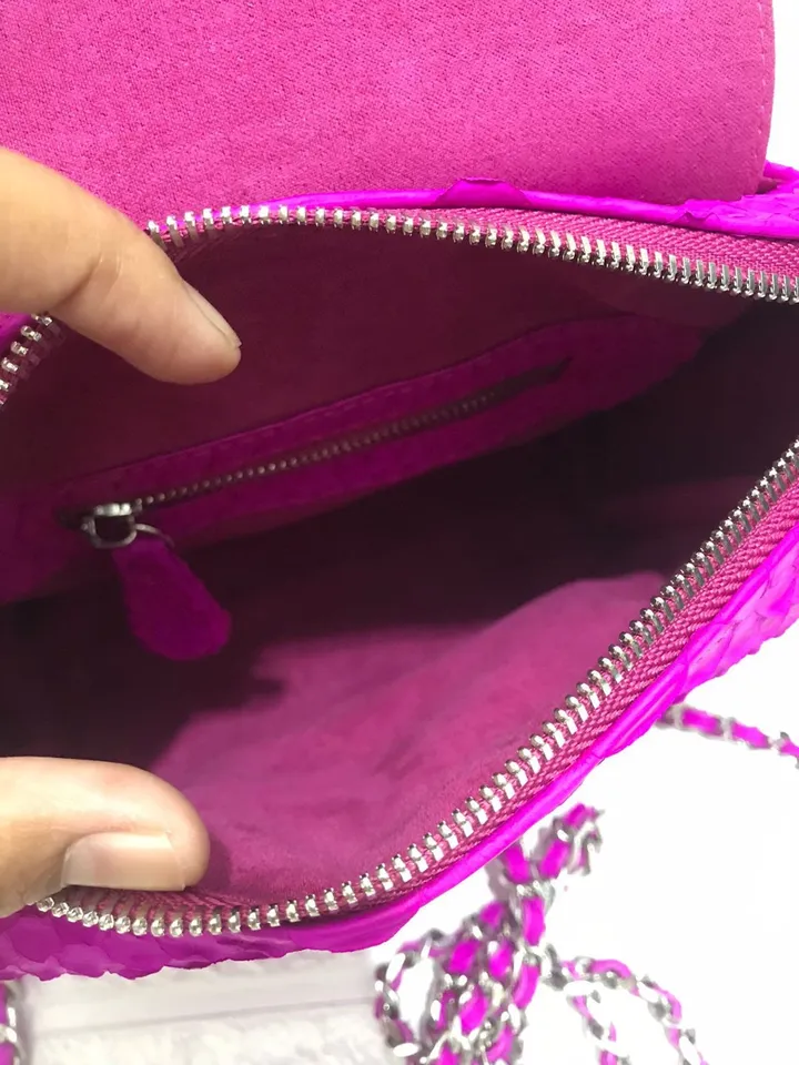 Genuine Python Skin Crossbody Bag | Chain Tassel hot pink bag | Leather Woman Free Shipping Handmade Summer purse | exotic leather bag