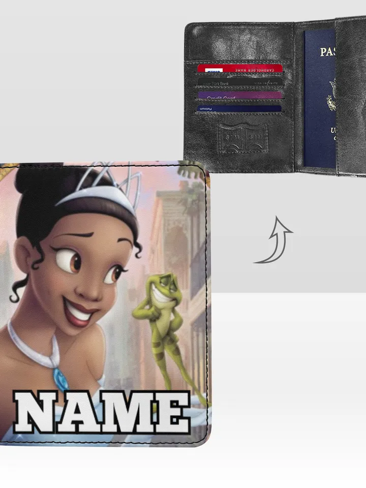 Princess and the Frog Passport Cover Custom NAME, Passport Holder High-Grade Microfiber Leather