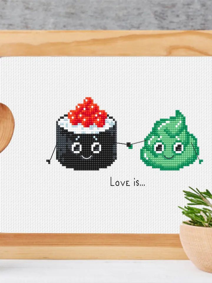 Sushi kawaii food cross stitch pattern PDF download Funny sushi cross stitch chart, Simple cross stitch for beginners, Sushi lover gift #F5
