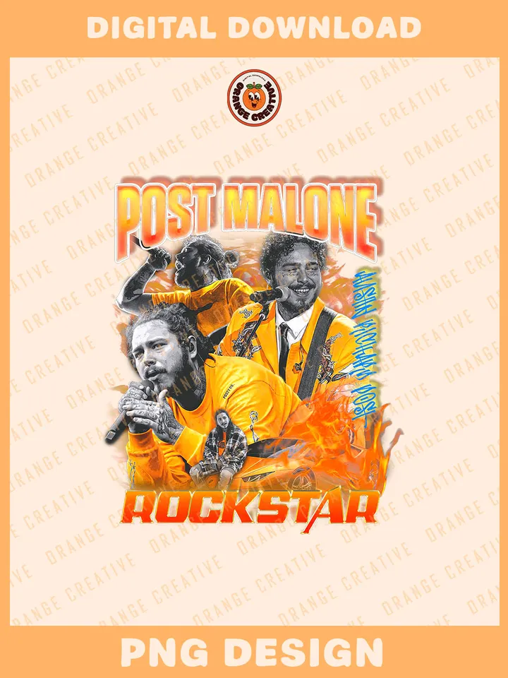 P0st Malone Rockstar Bootleg Collage PNG, Rap Bootleg Template, Graphic Malone Rapper Vintage 90s Bootleg PNG Files, Custom Bootleg Rap Tee, Digital Download