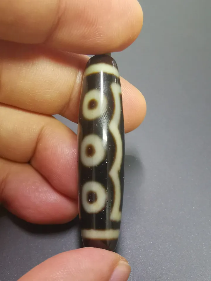 Gandhanra Antique Tibetan Dzi Bead(30 Years Old),Unique 5 Eyed Zee Bead,Protective Amulet Bead,Attract Wealth and Good Luck