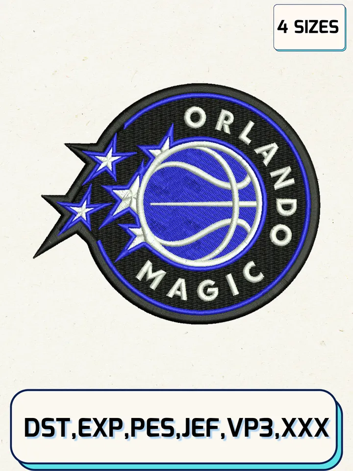 Orlando Magic Logos Embroidery Design Files,NBA Logos Embroidery Designs,Machine Embroidery Files,4 Sizes