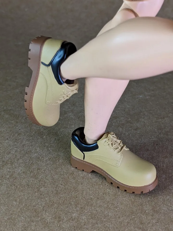 Classic mustard hiking low boots for 1/6 scale male dolls