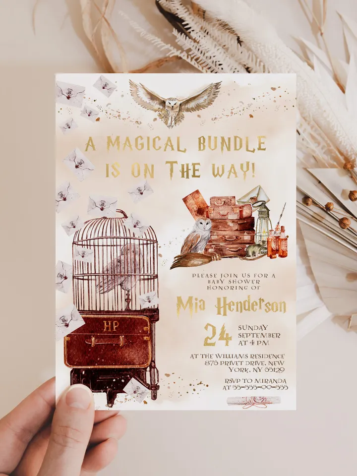 DIY Wizarding World Baby Shower iNVITATION; Magic School Baby Shower Template; School of Wizard Baby Shower invitation template; wP66