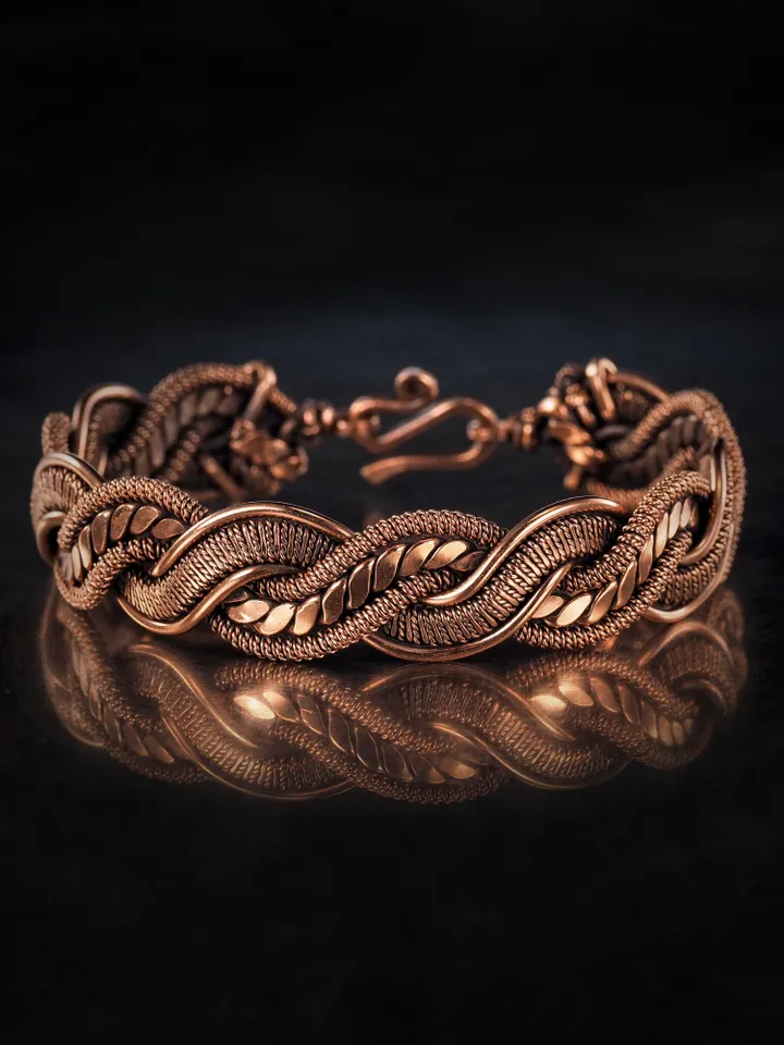 Woven copper wire bracelet Antique style handcrafted copper jewelry Unique gift