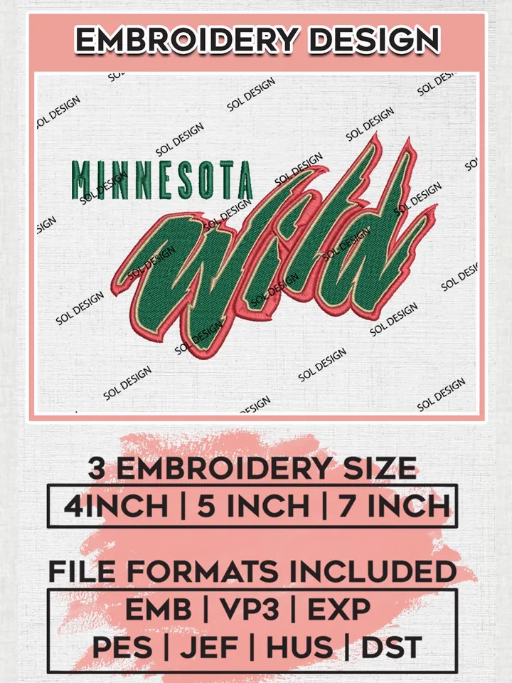 NHL Minnesota Wild Word Logo Embroidery Designs, NHL Dallas Stars Team Logo Embroidery, Hockey Team Logo Emb Files, NHL Stars Logo Machine embroidery Files, Digital Download