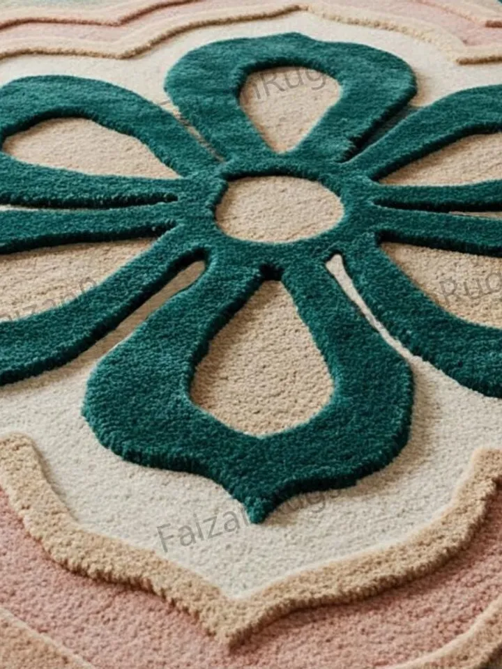 Buy Floral Area Rug, Handmade Wool Rug, Pink And Green Flower Rug,for Living, Dining, Bedroom, Hallway, Custom Rug, 6x9,8x10,10x14,12x15,3x5