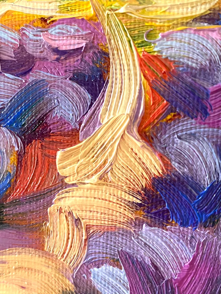 Lavender Fields Painting Tuscany Original Art Landscape Oil Painting Impasto Small Artwork 4x6 Tuscan Serenity Painting Wild Flowers