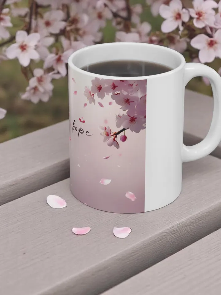Cherry Blossom Mug, Tea Lover Gift, Inspirational Kitchen Decor, Mother's Day Gift, Spring Mug, Gift for Her, 11oz 15oz Ceramic Mug