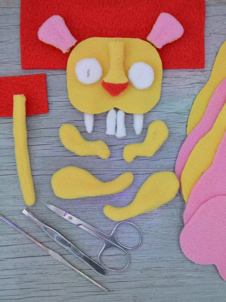 PDF Plush Toy Pattern – Fleece Lion with Movable Limbs